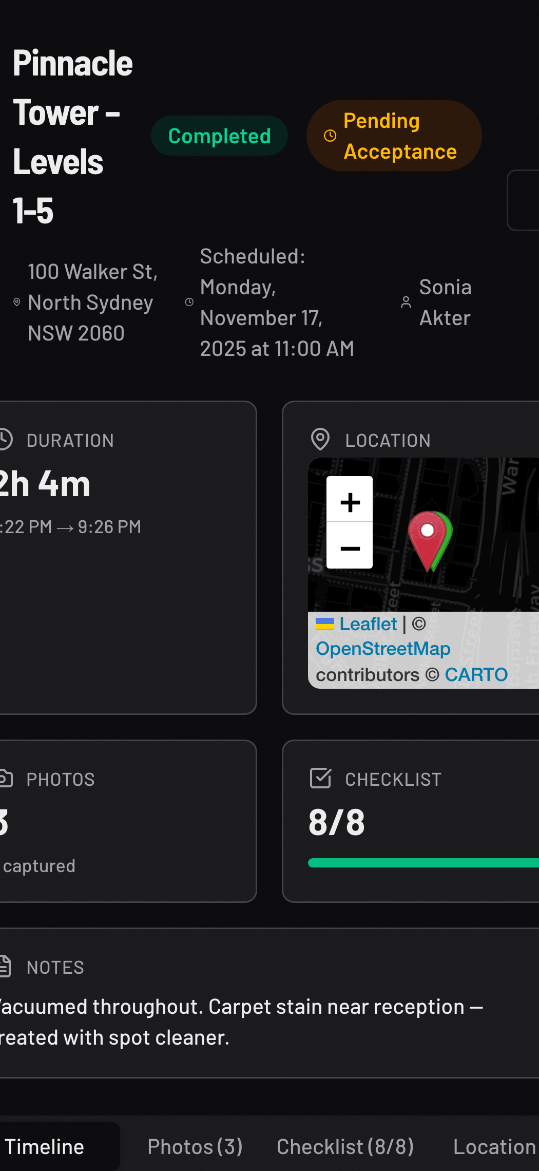 Provvio mobile app capturing before photos of a commercial site