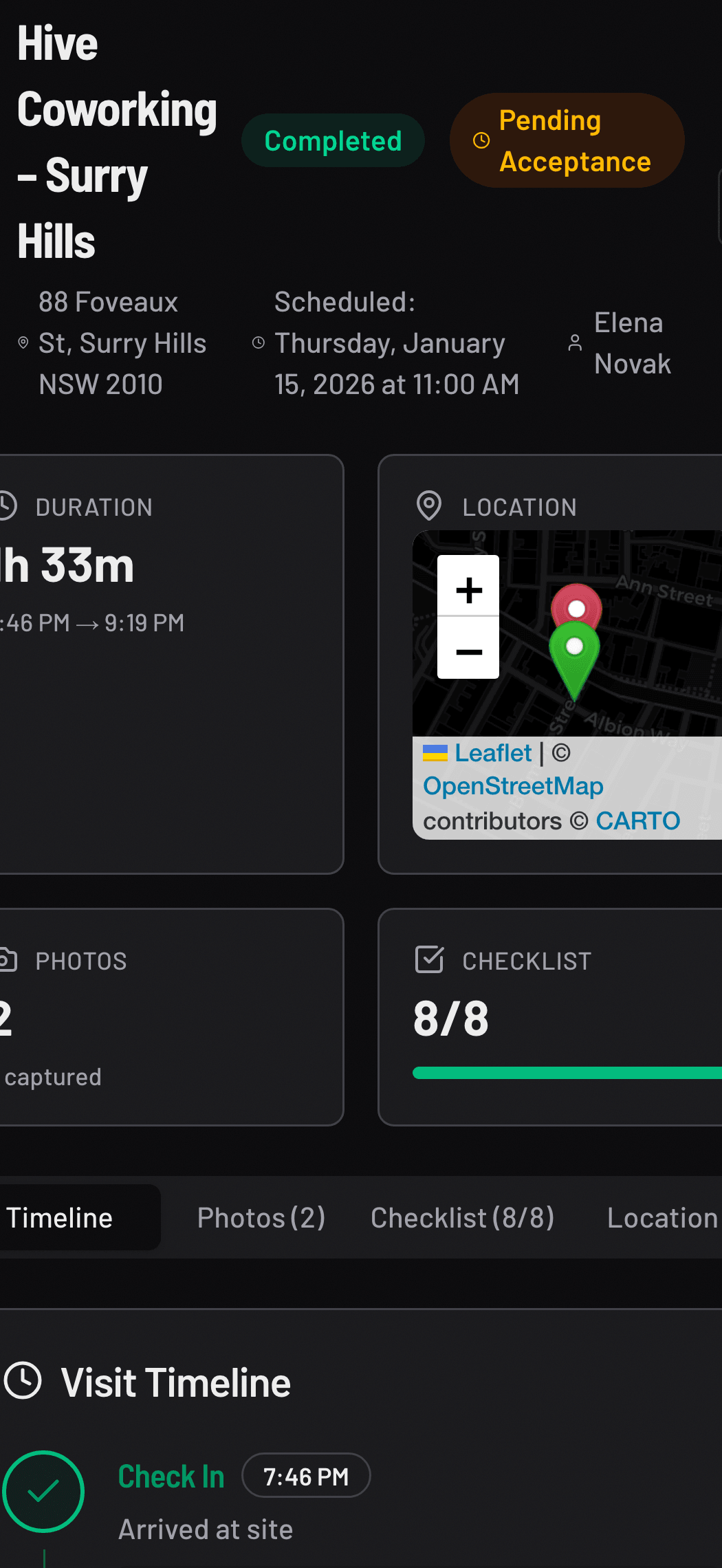 Provvio photo capture screen showing a before shot being tagged