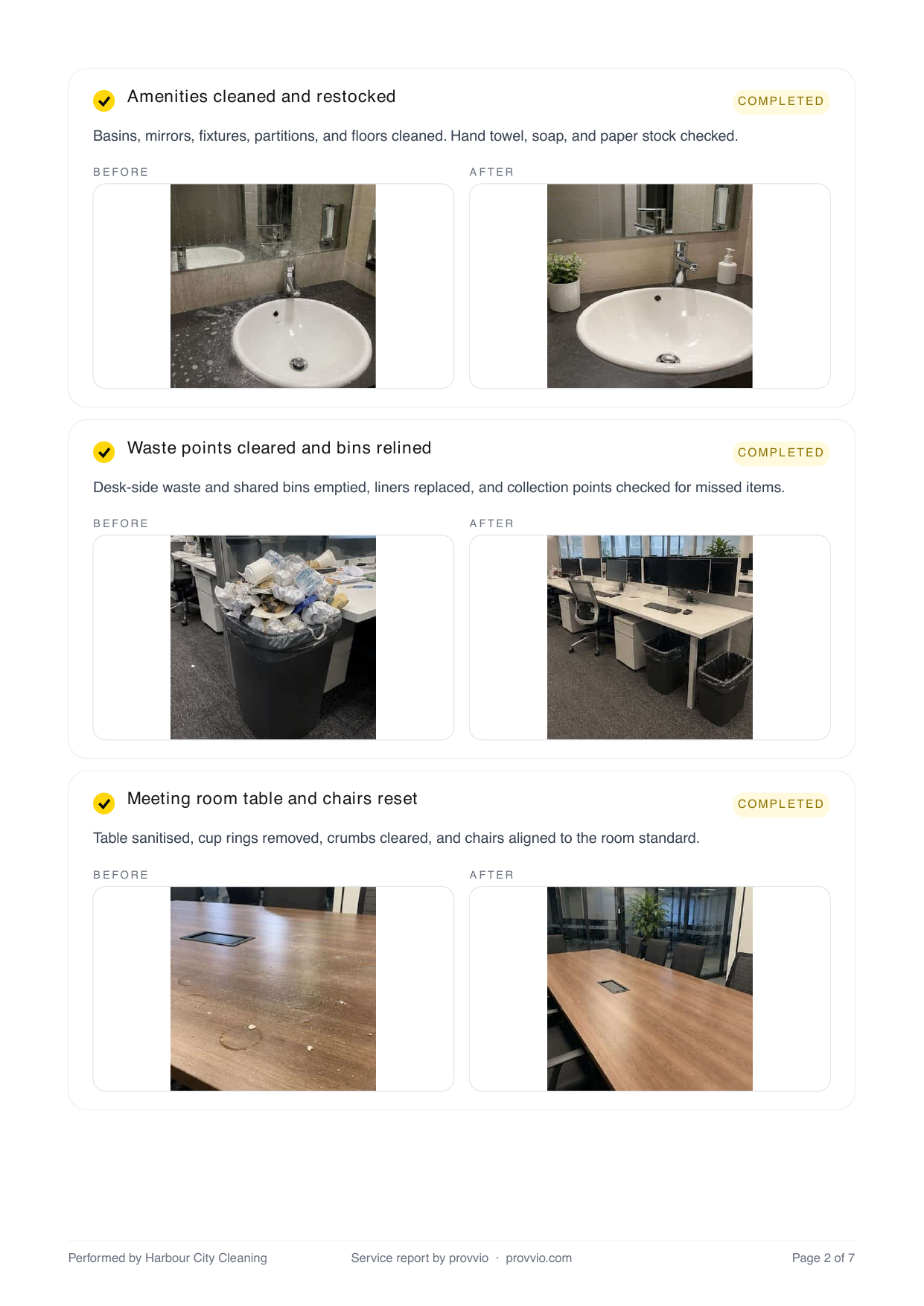 Cleaning proof report second page preview